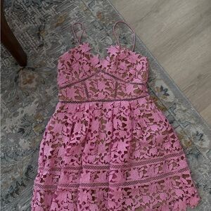 Self-Portrait Pink Lace Midi Dress